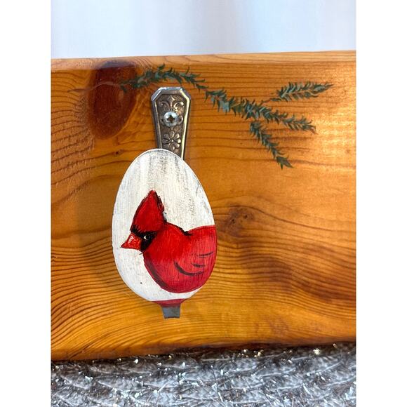 Wooden Wall Hanging With Vintage Spoons Hand-painted Bird Design Country Decor - Picture 6 of 12